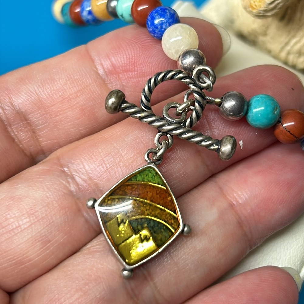 Caroline Pollack Multi-Gemstone Beaded Toggle Nec… - image 3